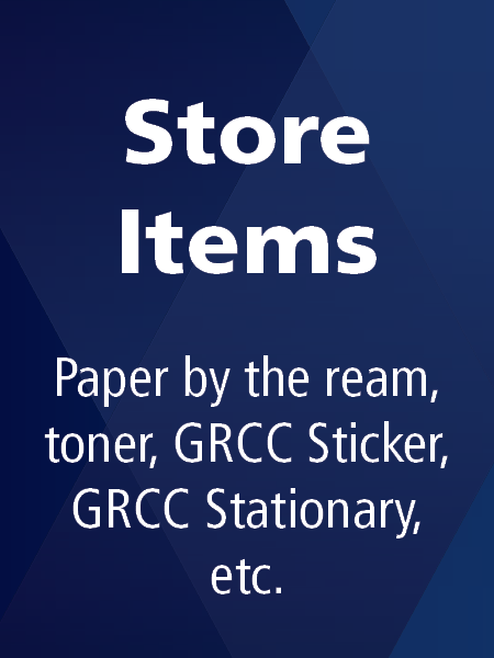 Click button for ordering reams of paper, toner, GRCC stickers and stationary.